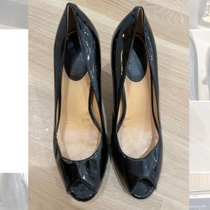 Cole Haan Nike Air Peep Toe Black Patent Heels - size 9